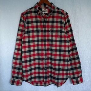 Fjallraven Skog Red, Black & Cream Plaid Flannel Button-Down Shirt
